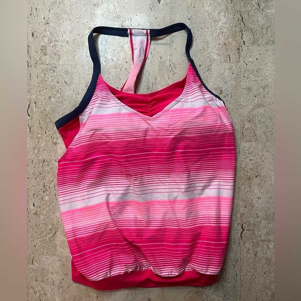 Free Country Striped Racerback Tankini Top Size Small